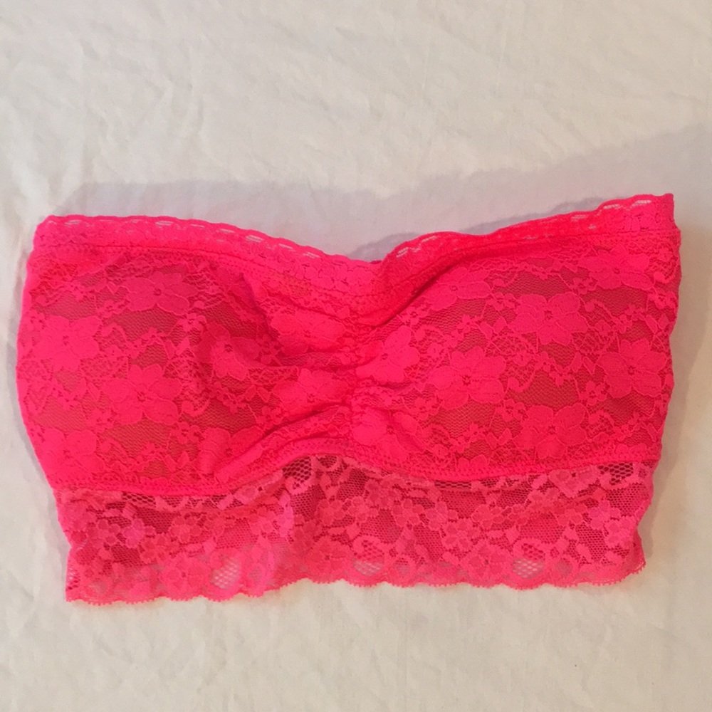 Jenni Hot Pink Neon Lace Bandeau Bra Top XS NWOT